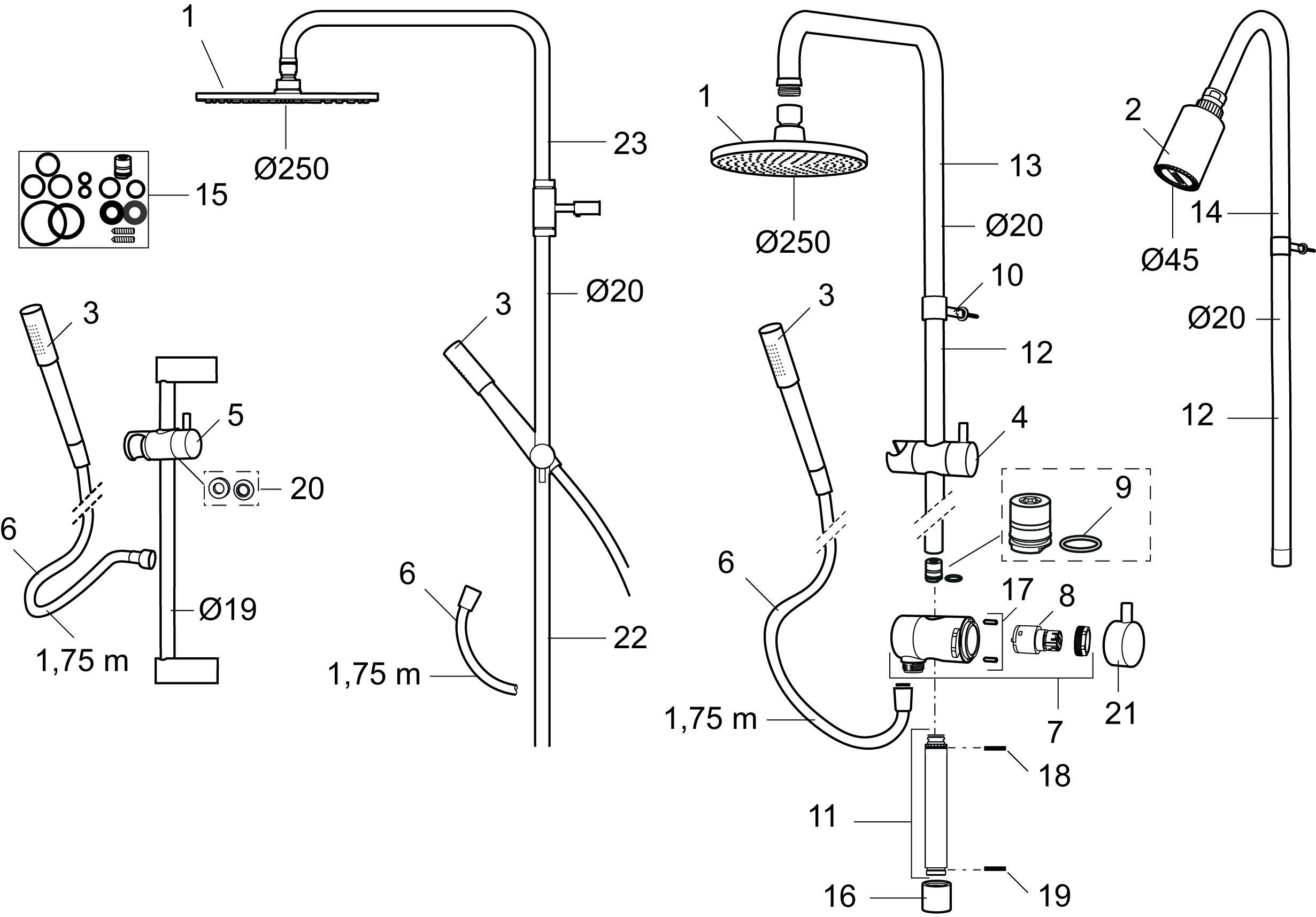 MORA INXX shower system kit 160 c/c Kranar för kök och badrum